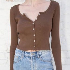 Brandy Melville Ribbed Brown Zelly Cardigan